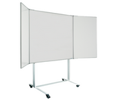 Magiboards Mobile Wingboard Magnetic Coated Steel Whiteboard Aluminium Frame 1200x1200mm - MWC208L DD